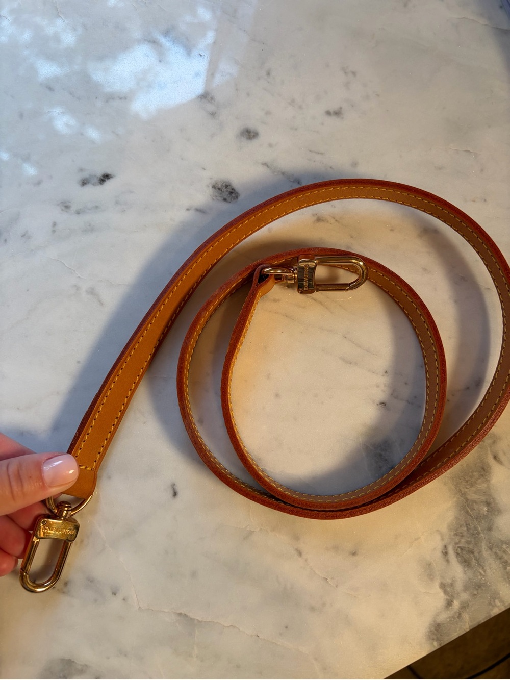Leather Crossbody Strap in Tan with Gold Hardware Louis Vuitton